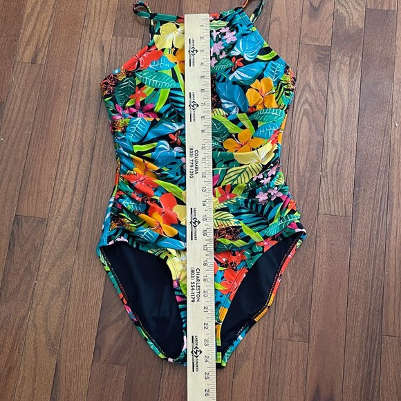 New Ellen Tracy Green Floral Swimsuit Size 8 - Picture 11 of 12